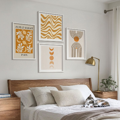 Multi-piece wall decor set Geometric plant patterns