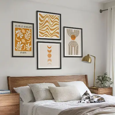 Multi-piece wall decor set with geometric plant patterns