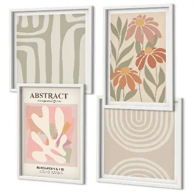 Abstract plant shapes wall art set 