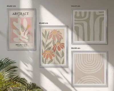 Abstract plant shapes wall art set 
