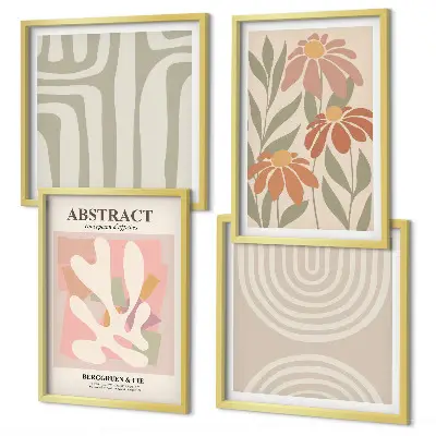 Wall art set Abstract plant shapes