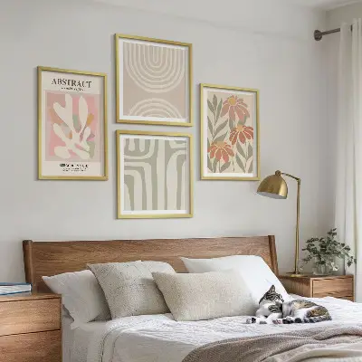 Wall art set Abstract plant shapes