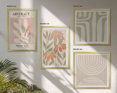 Abstract plant shapes wall art set 