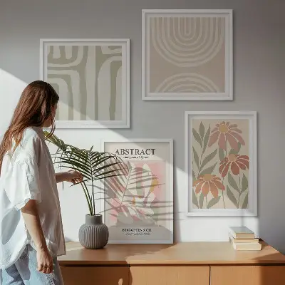 Wall art set Abstract plant shapes