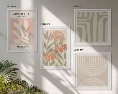 Abstract plant shapes wall art set 