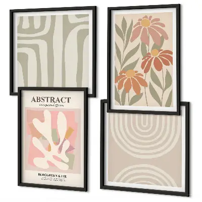 Abstract plant shapes wall art set 
