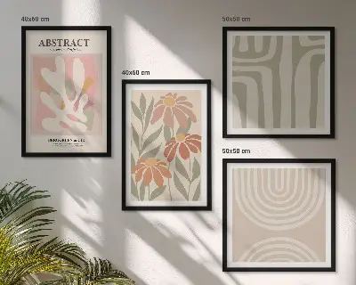 Abstract plant shapes wall art set 