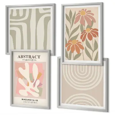 Abstract plant shapes wall art set 