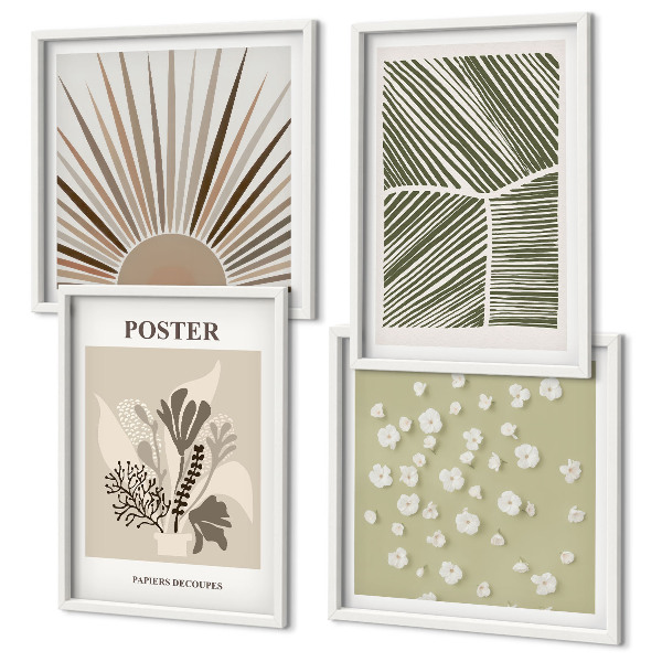 Wall art set Plant motifs in subdued colors