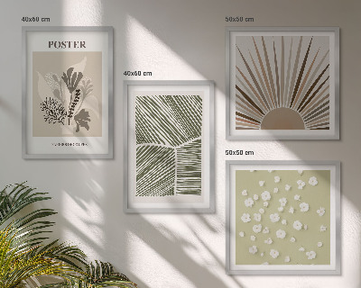 Wall art set Plant motifs in subdued colors