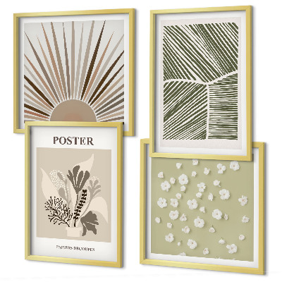 Wall art set Plant motifs in subdued colors