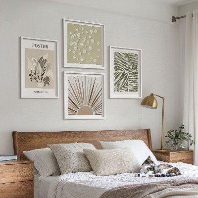 Wall art set Plant motifs in subdued colors