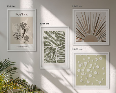 Wall art set Plant motifs in subdued colors