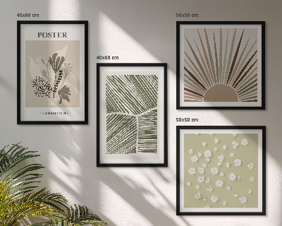 Wall art set Plant motifs in subdued colors