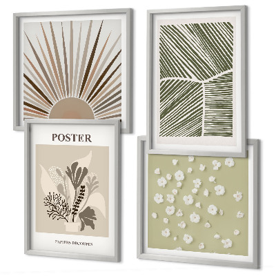 Wall art set Plant motifs in subdued colors