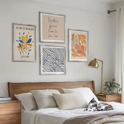 Modern abstract flower wall art set of 4 pieces