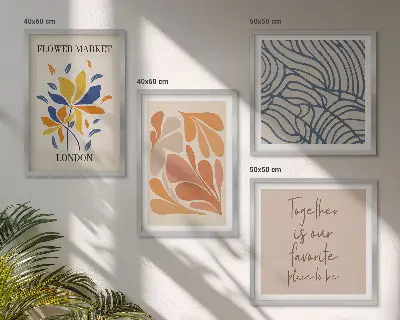 Modern abstract flower wall art set of 4 pieces