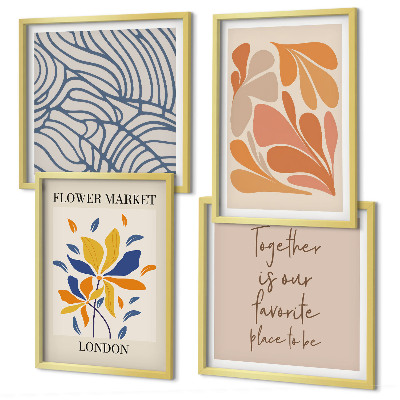 Set of 4 wall art pieces Modern abstract flowers