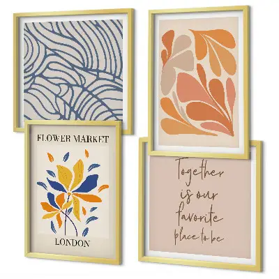 Modern abstract flower wall art set of 4 pieces