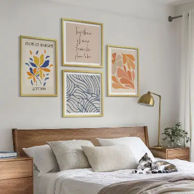 Modern abstract flower wall art set of 4 pieces