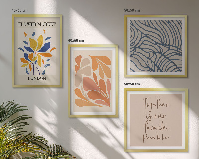 Set of 4 wall art pieces Modern abstract flowers