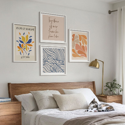 Set of 4 wall art pieces Modern abstract flowers