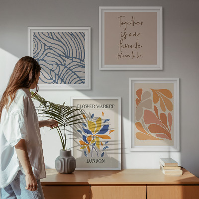 Set of 4 wall art pieces Modern abstract flowers