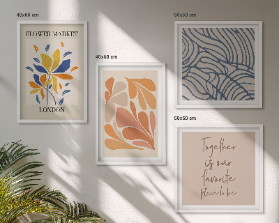 Set of 4 wall art pieces Modern abstract flowers