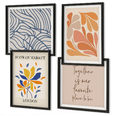 Set of 4 wall art pieces Modern abstract flowers
