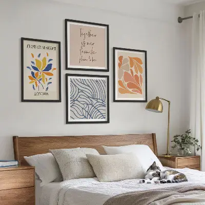 Modern abstract flower wall art set of 4 pieces