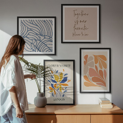 Set of 4 wall art pieces Modern abstract flowers