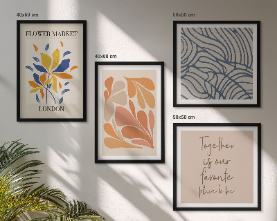 Set of 4 wall art pieces Modern abstract flowers