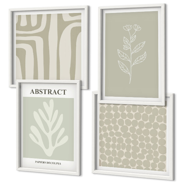 Set of 4 wall art pieces Abstract plant patterns