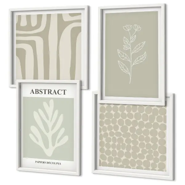 Abstract plant pattern wall art set of 4 pieces