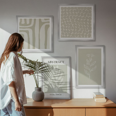 Set of 4 wall art pieces Abstract plant patterns