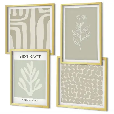 Abstract plant pattern wall art set of 4 pieces