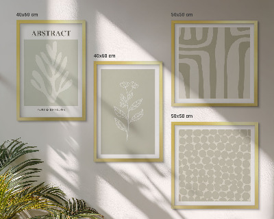 Set of 4 wall art pieces Abstract plant patterns