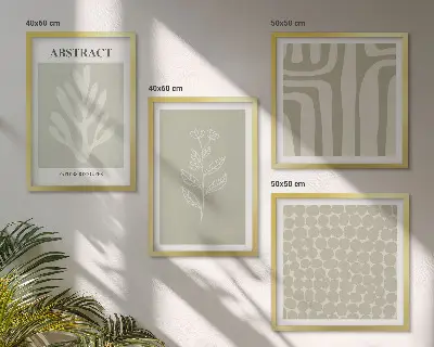 Abstract plant pattern wall art set of 4 pieces