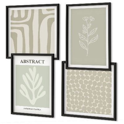 Set of 4 wall art pieces Abstract plant patterns