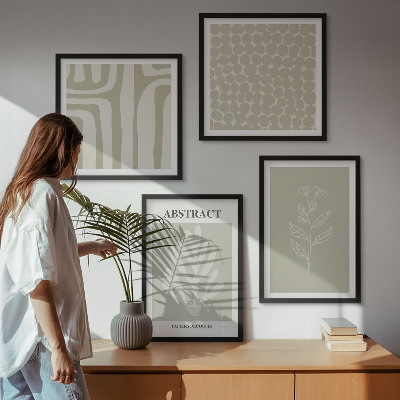 Set of 4 wall art pieces Abstract plant patterns