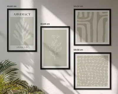 Abstract plant pattern wall art set of 4 pieces