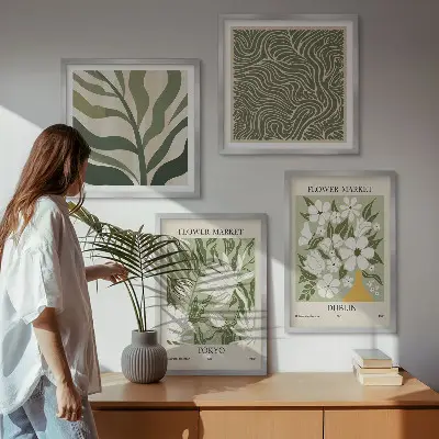 Multi-piece wall decor set boho plant pattern wall art