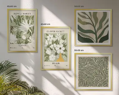 Multi-piece wall decor set boho plant pattern wall art