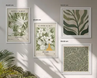 Multi-piece wall decor set boho plant pattern wall art