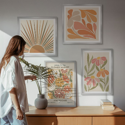 Set of 4 wall art pieces Pastel sun flowers