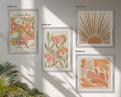 Set of 4 wall art pieces Pastel sun flowers