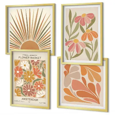 Pastel sunflower wall art set of 4 pieces