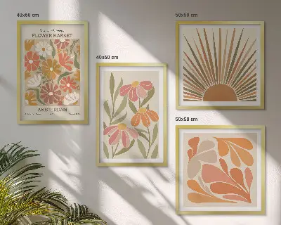 Pastel sunflower wall art set of 4 pieces