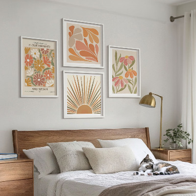 Set of 4 wall art pieces Pastel sun flowers