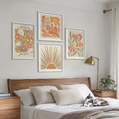 Pastel sunflower wall art set of 4 pieces